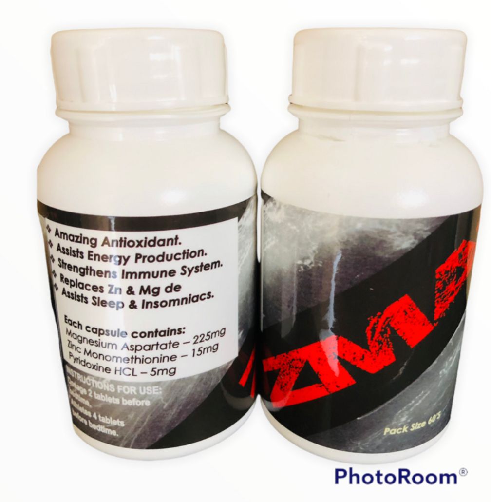 ZMA+ (60 tabs)
PRICE: R220

Product Details
IMPROVES MUSCLE STRENGTH AND HEALING

SUPPORTS ANABOLIC HORMONAL EFFECTS

ASSIST WITH SLEEP

ZMA is designed to significantly enhance strength, endurance, and muscle healing, recovery, and growth. The synergistic benefits of zinc and magnesium are: increased muscle strength and endurance; decreased muscle cramps and pulls; faster healing and recovery from injuries; improved concentration and alertness; decreased water retention; and deeper relaxation during sleep.

Each capsule contains:

Magnesium Aspartate – 225mg

Zinc Monomethionine – 15mg

Pyridoxine HCL – 5mg